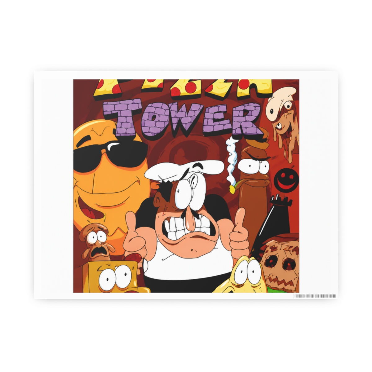 Vídeo Game P-Pizza Tower Painting Calligraphy Canvas Mural para paredes internas, sem vincos, lindo para sala de estar e quarto - Official Creator merchandise