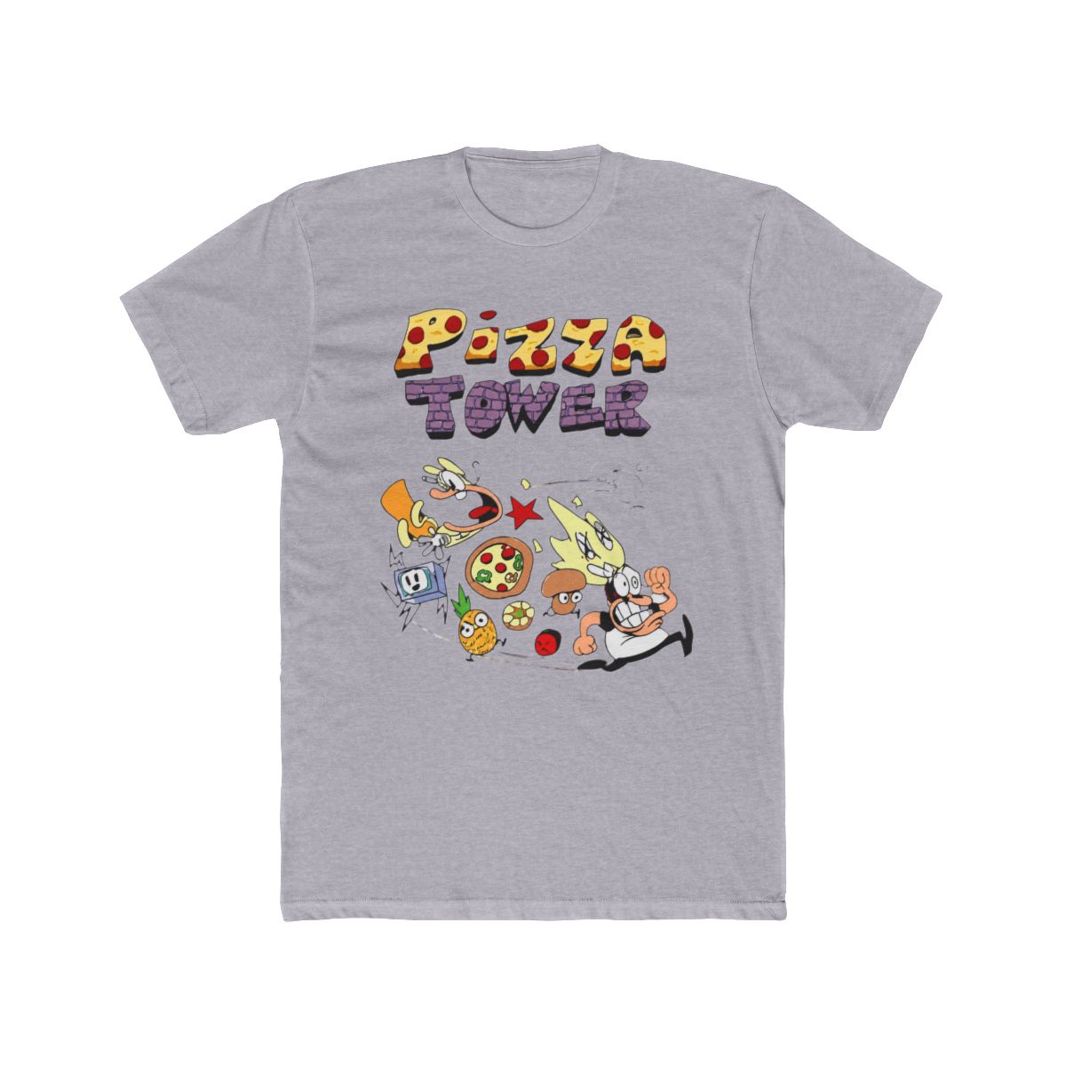 Pizza Tower Merch T Shirts Casual Cartoon Game T Shirt for Men Women Short Sleeve Top Tee, Pink, X-Small