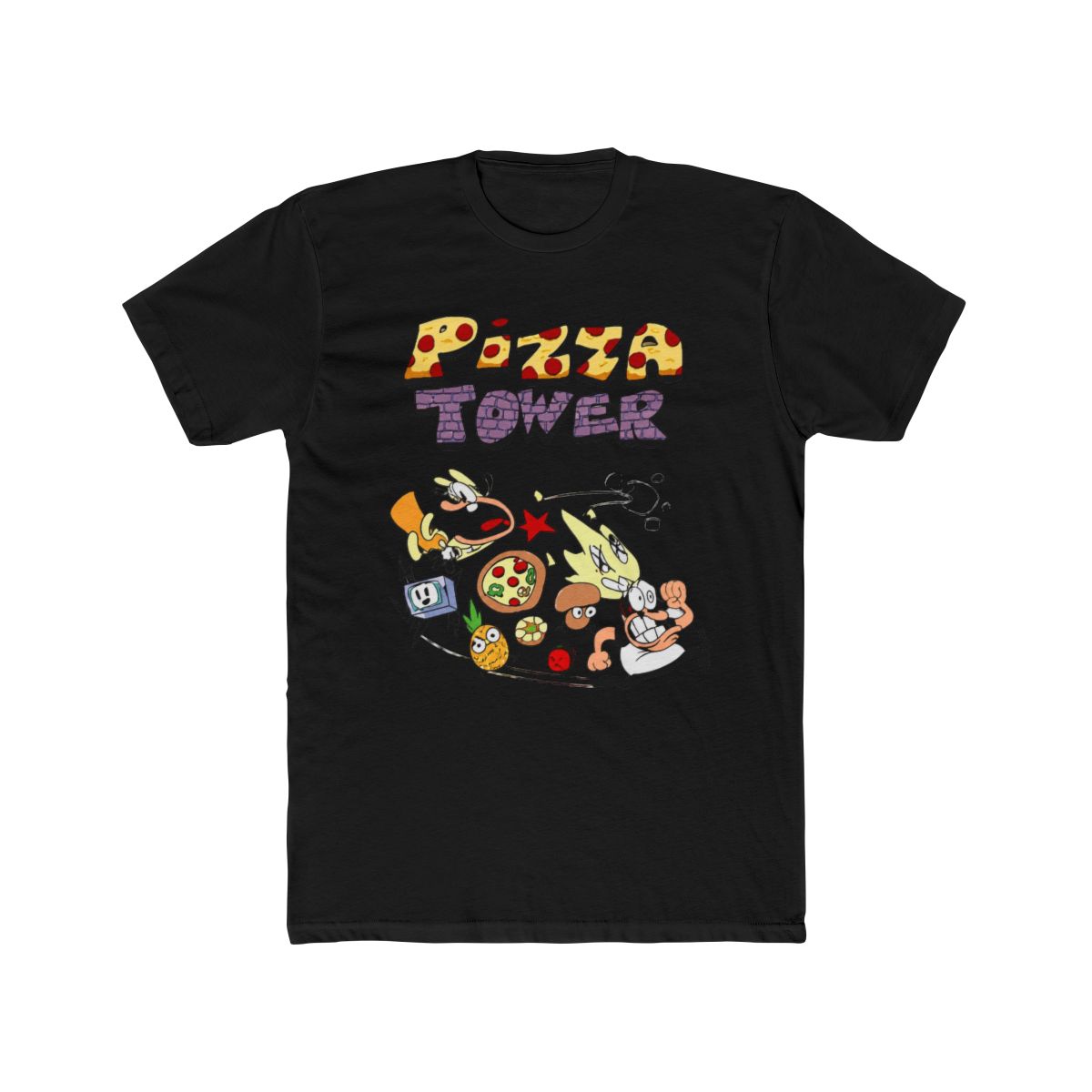 Pizza Tower Merch T Shirts Casual Cartoon Game T Shirt for Men Women Short Sleeve Top Tee, Pink, X-Small - alternate angle 3, merchandise